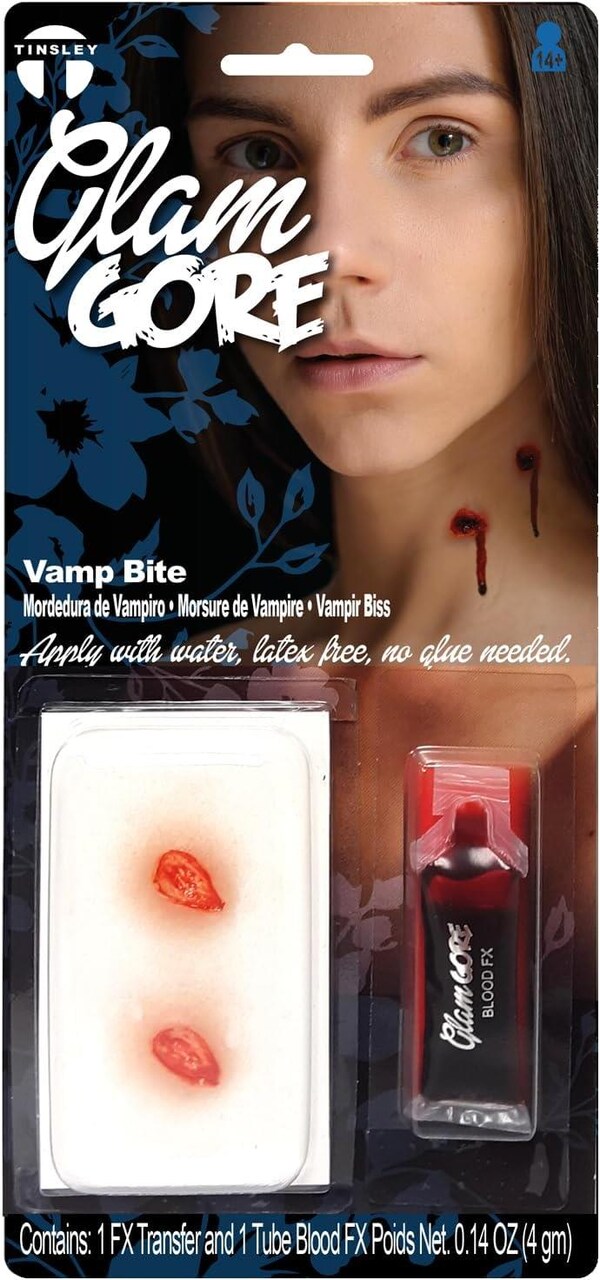 Tinsley Transfers Medium Glam Gore 3D FX Transfer Kit - Vamp Bite, Latex Free Prosthetic